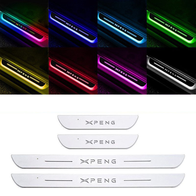 Universal LED Car Door Sill Scuff Plates - Acrylic, Illuminated Entry Pedal with Logo