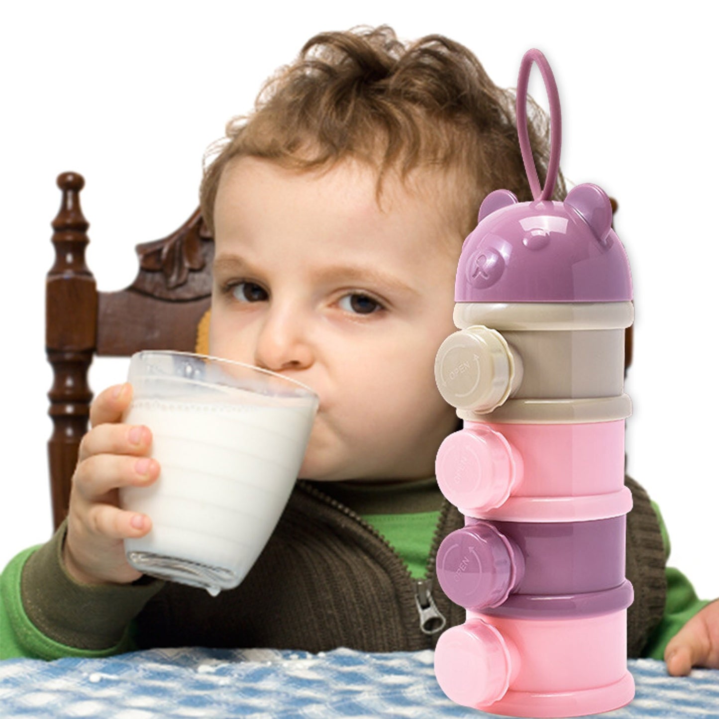 4-Layer Baby Formula Container - Large-Capacity Milk Powder & Snack Dispenser, Portable Storage Box