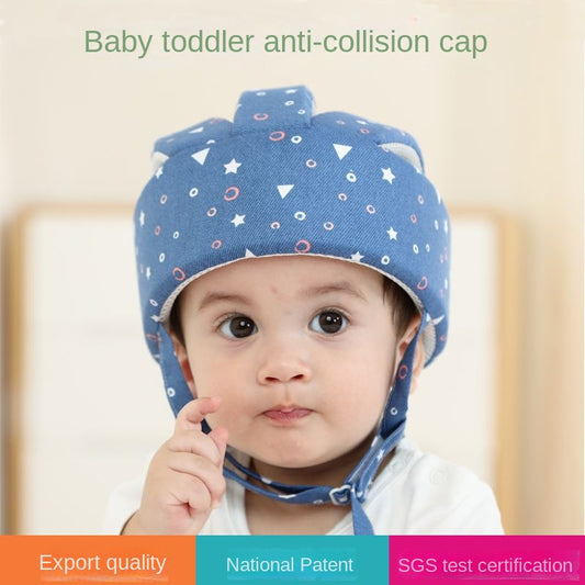 Baby Cotton Walking Safety Helmet - Lightweight Crash Cap, Adjustable 43–60cm, Multiple Patterns