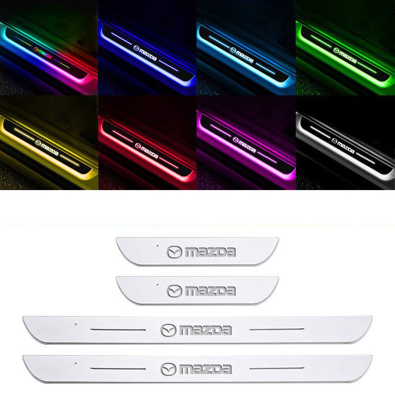 Universal LED Car Door Sill Scuff Plates - Acrylic, Illuminated Entry Pedal with Logo