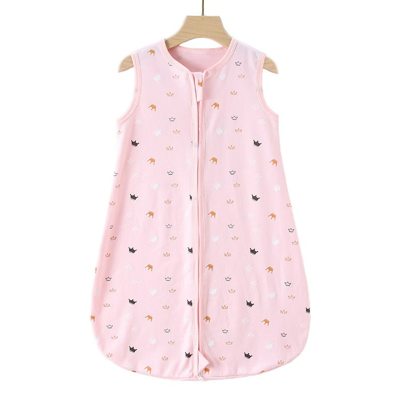 Four-Season Baby Sleeping Bag - Cotton Zipper Vest, Anti-Kick Design, 70-90cm, Multiple Prints