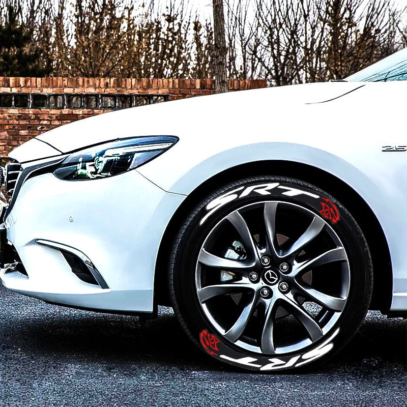 3D Letter Tire Stickers - PVC, SRT, Adhesive, Set for 4 Wheels