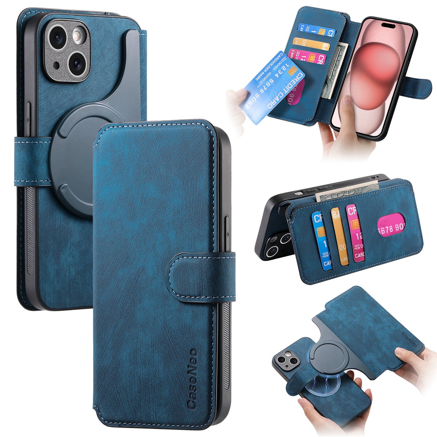 New magnetic separation suitable for Apple 16 mobile phone case Magsafe strong magnetic iPhone15 flip cover leather case 14 case