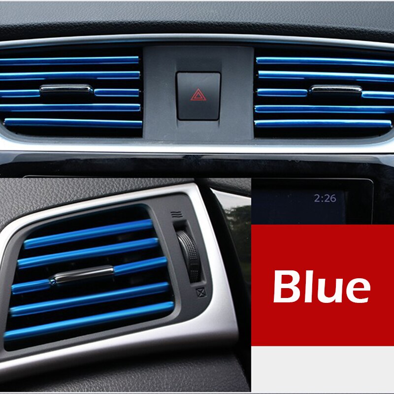 10pcs Plated Air Outlet Trim Strips - Car Interior Air Vent, Grille, Switch Rim Decoration