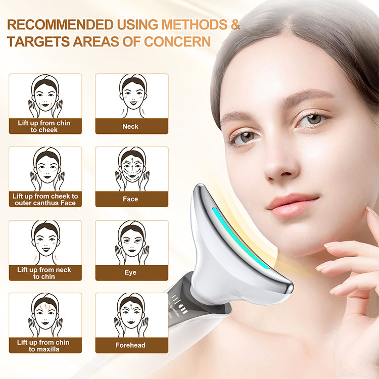 LED Photon Neck & Face Lifting Massager - Skin Rejuvenation, Wrinkle Remover, USB Rechargeable, Anti-Aging