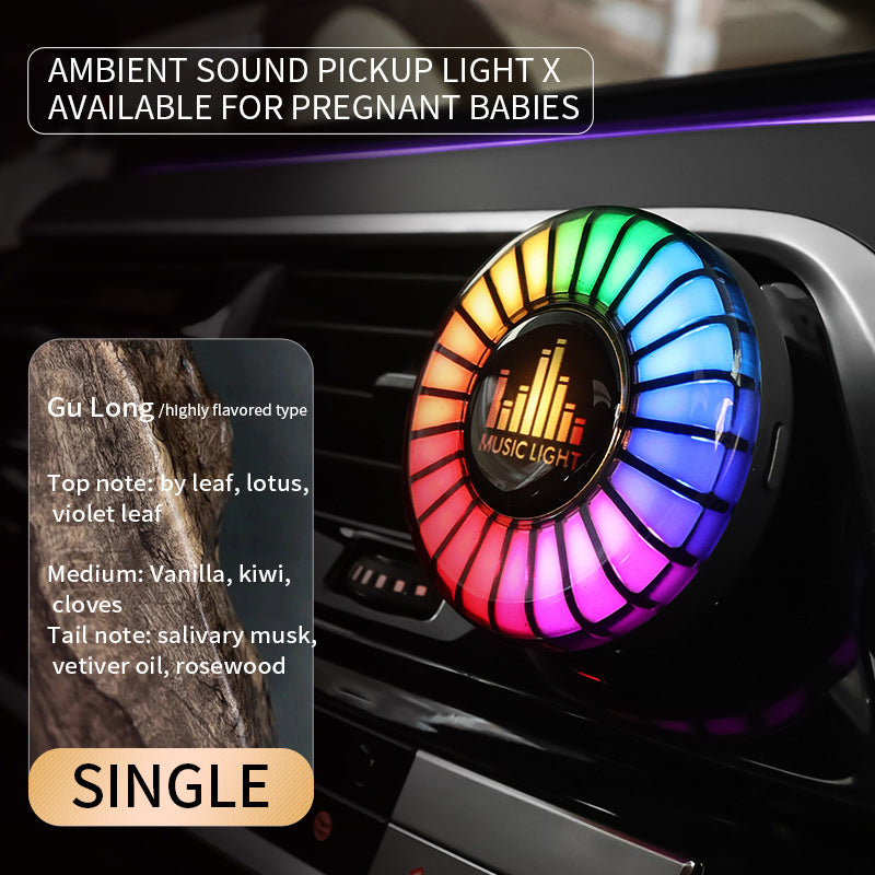 Car Aromatherapy Air Outlet Light - Perfume, Voice-Controlled Rhythm, ABS, Multiple Fragrances