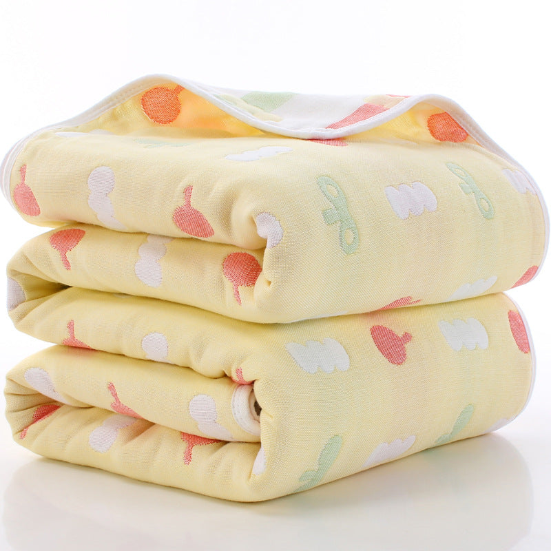 100% Cotton Muslin Baby Blanket - 110x110cm, 6-Layer Summer and Swaddle Quilt