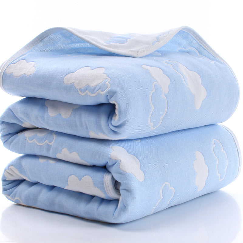 100% Cotton Muslin Baby Blanket - 110x110cm, 6-Layer Summer and Swaddle Quilt