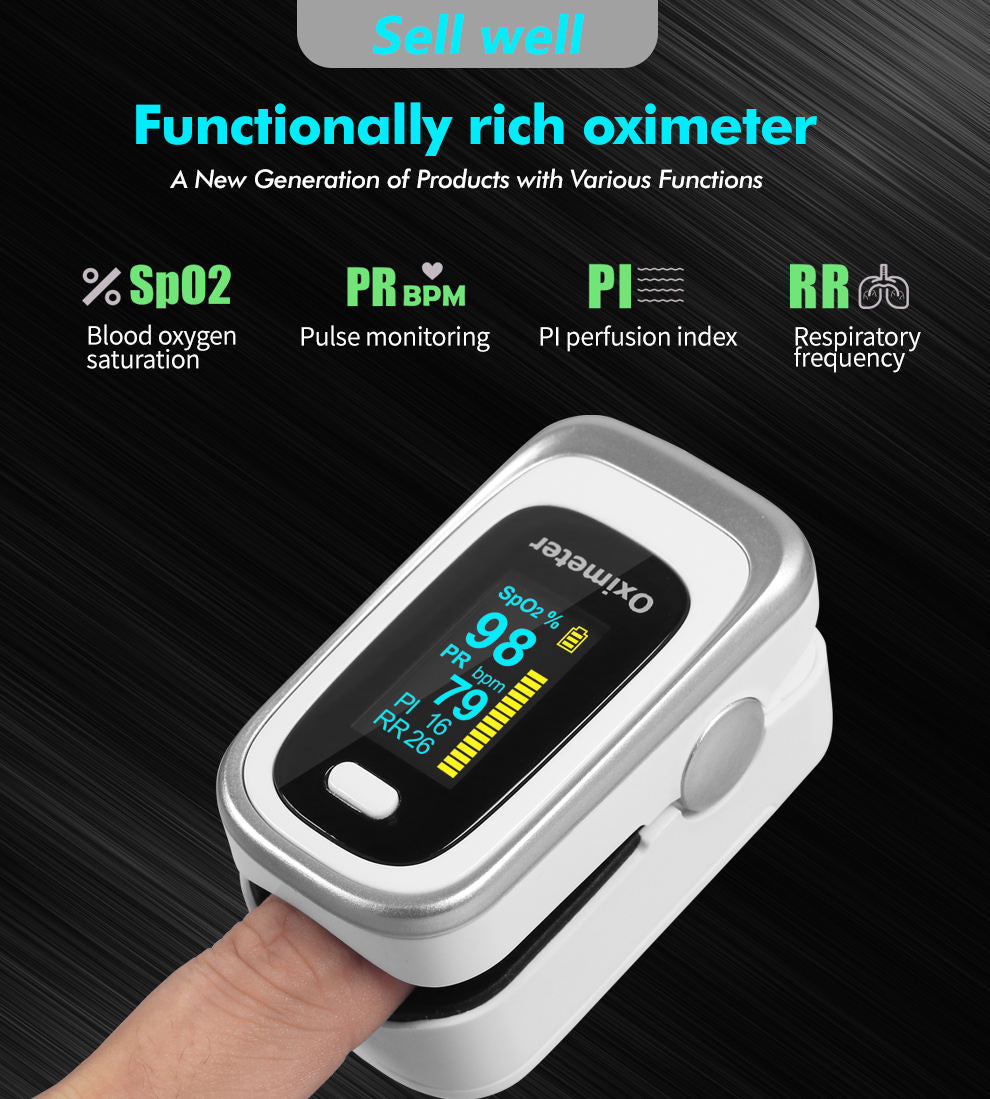 Finger Pulse Oximeter - Oxygen Saturation & Respiratory Rate Monitor, Sleep Tracking