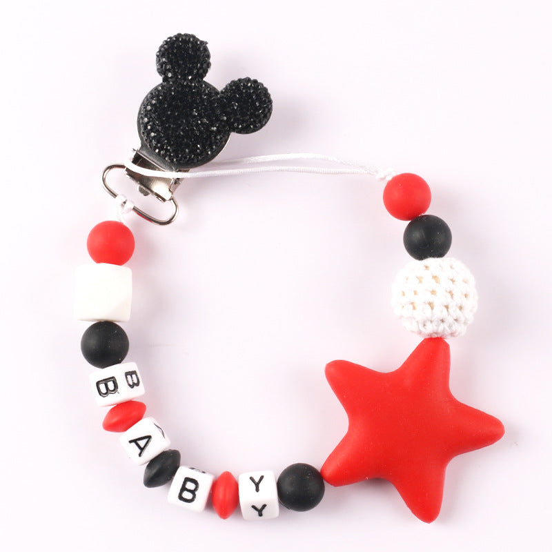 Five-Pointed Star Silicone Pacifier Chain - Anti-Drop Clip, Teether & Baby Belt, 33cm