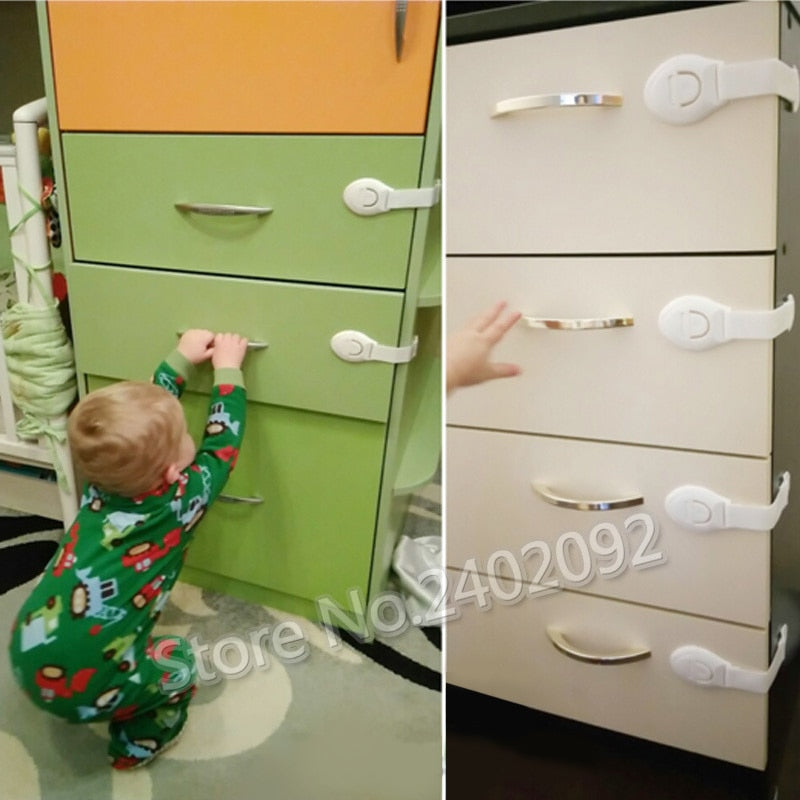 Child Safety Cabinet Locks - 10-Pack Plastic Drawer & Door Protection