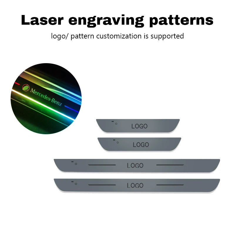 Universal LED Car Door Sill Scuff Plates - Acrylic, Illuminated Entry Pedal with Logo