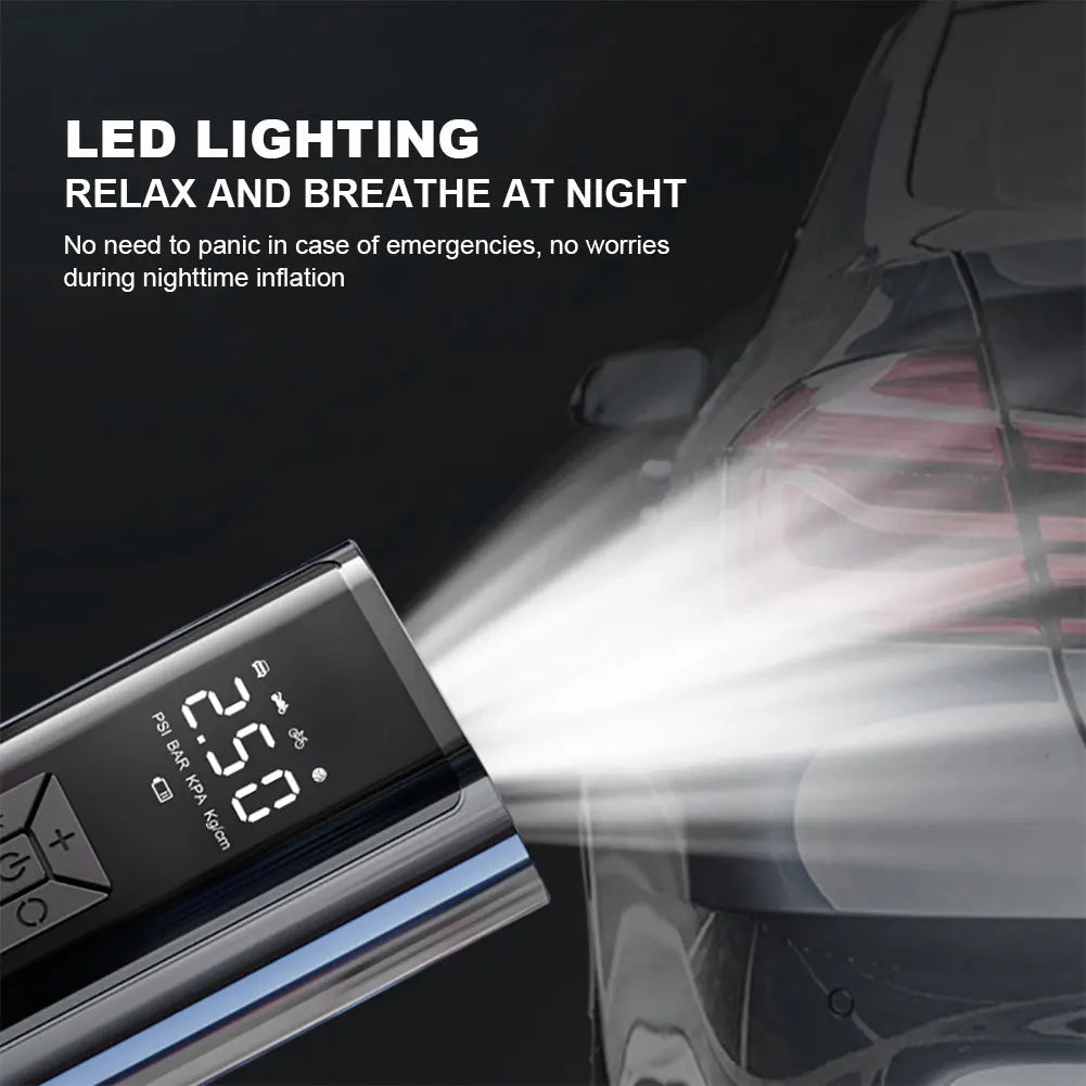 6000mAh Cordless Digital Air Compressor - 12V 150PSI, High Accuracy, LED Display, Multi-Purpose