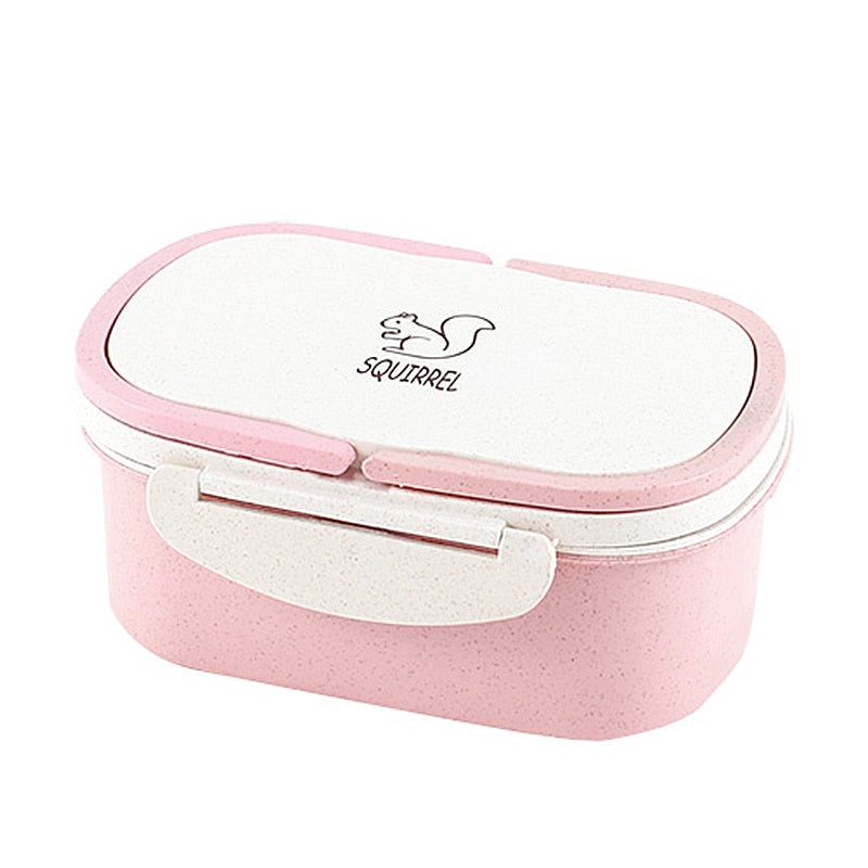 2-Layer Wheat Straw Bento Lunch Box - Portable Food Storage, Microwave Safe