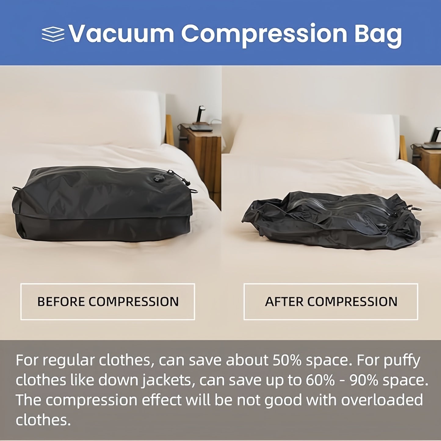 Compression Bag Pump Multi-Purpose Vacuum Compression Bag Storage Bag Essential for Sports Travel Luggage Clothing Storage With Pump