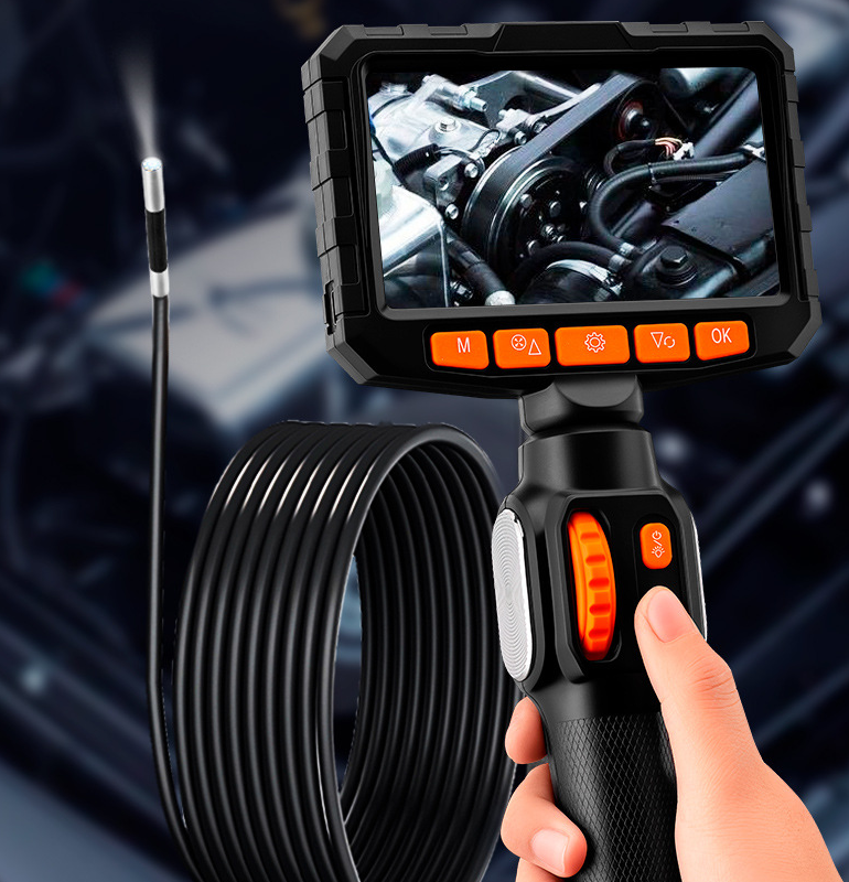 360° Waterproof Auto Inspection Endoscope - 4.3"/5" Display, 6mm Probe, LED, IP67, Multiple Lengths
