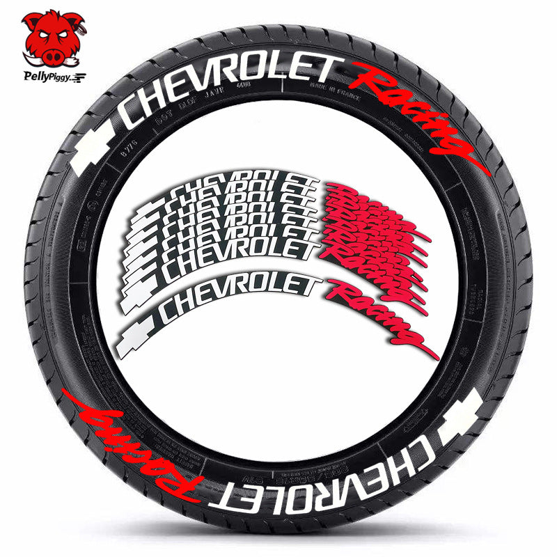 One-Piece Tire Letter Sticker Set - Adhesive PVC, Fits 4 Tires, Multiple Styles - Logos