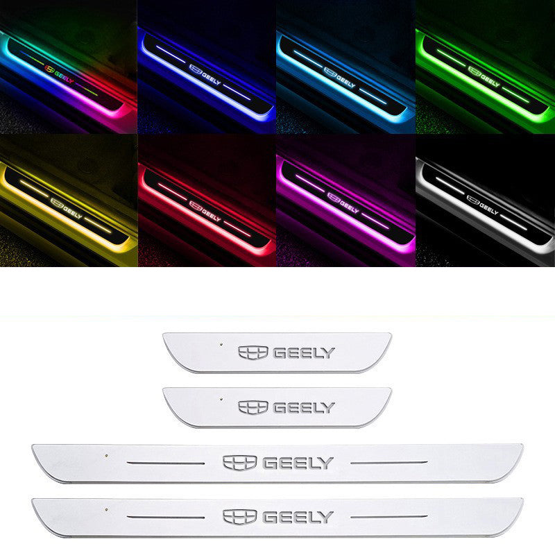 Universal LED Car Door Sill Scuff Plates - Acrylic, Illuminated Entry Pedal with Logo