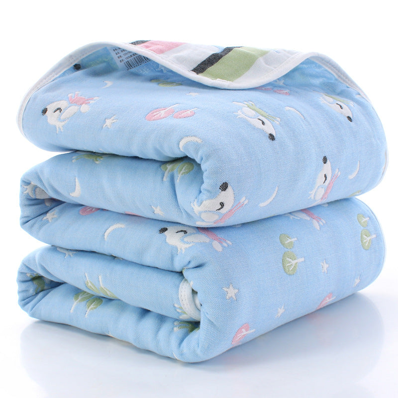 100% Cotton Muslin Baby Blanket - 110x110cm, 6-Layer Summer and Swaddle Quilt