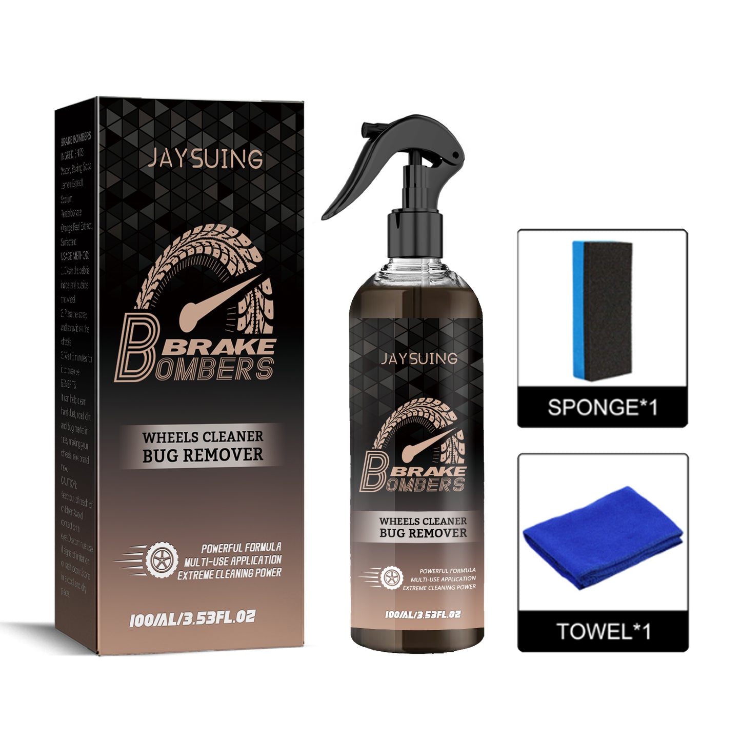Car Brake Cleaner & Hub Polishing Spray - Powerful Rust Removal, Sodium Percarbonate & Lemon Extract