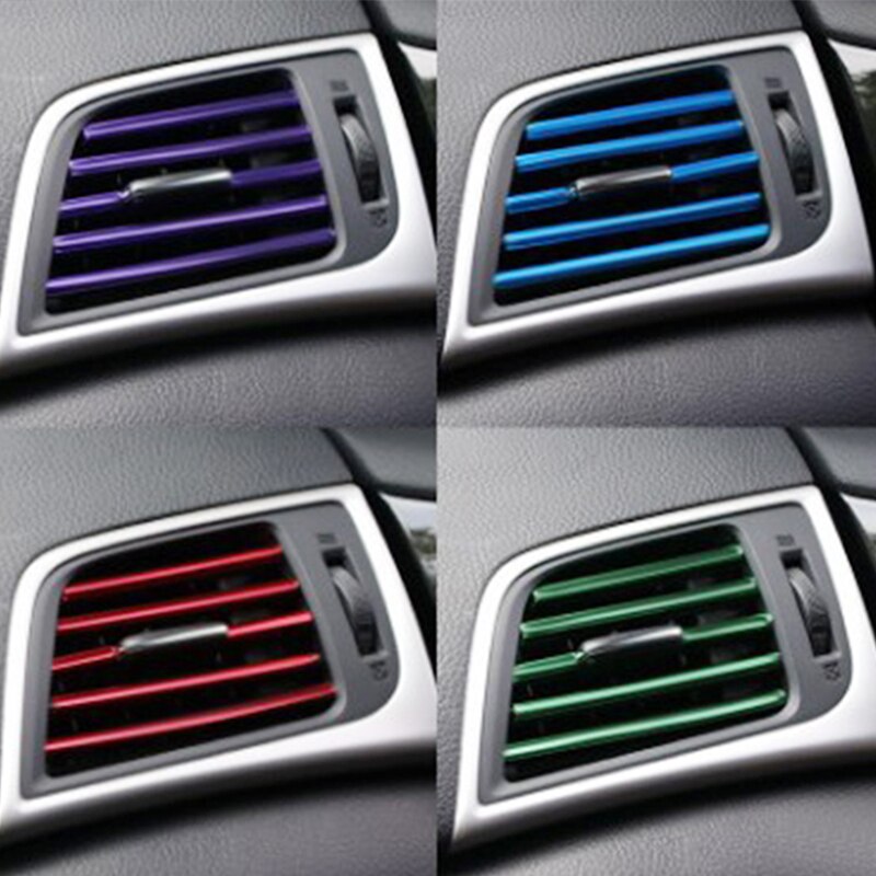 10pcs Plated Air Outlet Trim Strips - Car Interior Air Vent, Grille, Switch Rim Decoration