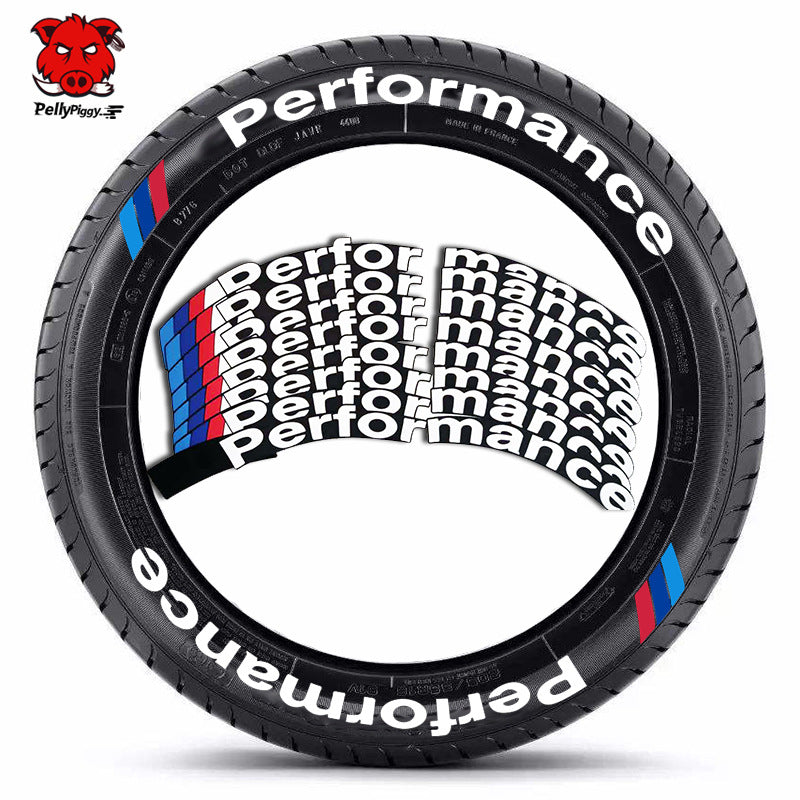 One-Piece Tire Letter Sticker Set - Adhesive PVC, Fits 4 Tires, Multiple Styles - Logos