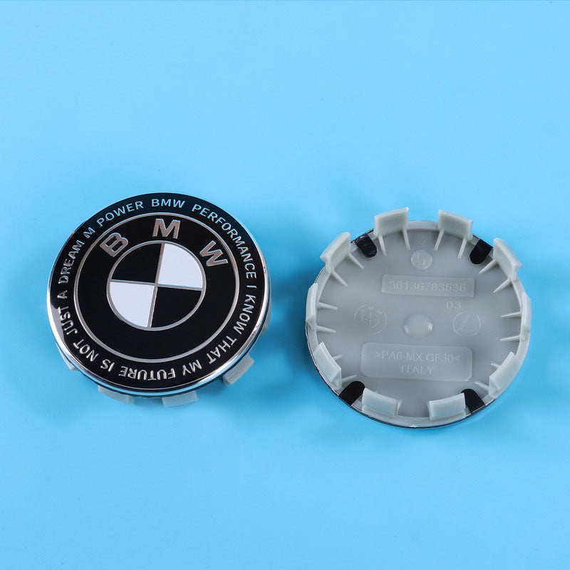 BMW Wheel Hub Center Covers - Front & Rear, ABS + High Gloss Aluminum, Multiple Colors
