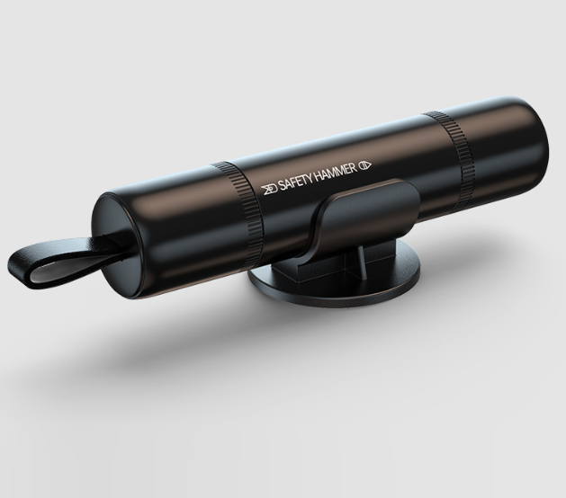 One Seco Window Breaker & Seatbelt Cutter - Emergency Car Escape Tool, Aluminum Alloy, Red/Black