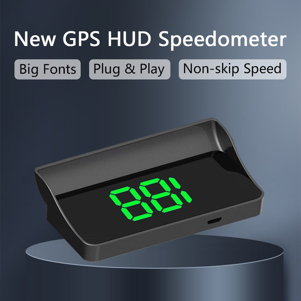 Head Up Display GPS Speedometer - 4” LED, KM/H & MPH, ABS, White/Green, Universal Windshield Projection