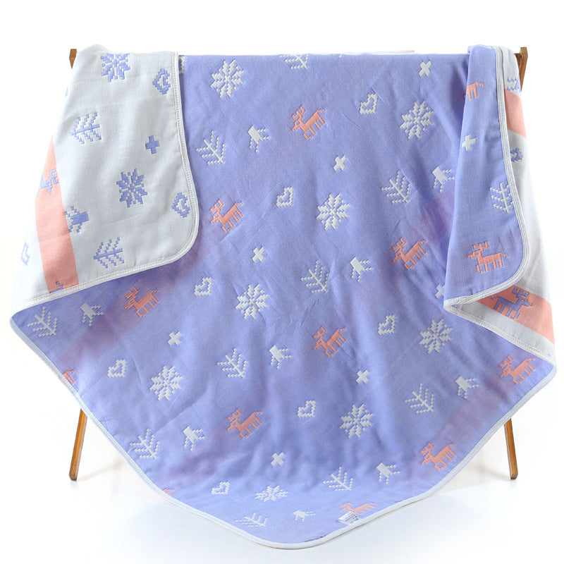 100% Cotton Muslin Baby Blanket - 110x110cm, 6-Layer Summer and Swaddle Quilt