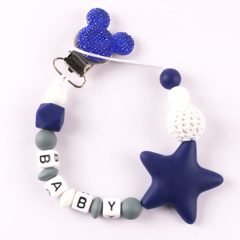 Five-Pointed Star Silicone Pacifier Chain - Anti-Drop Clip, Teether & Baby Belt, 33cm