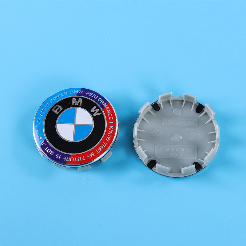 BMW Wheel Hub Center Covers - Front & Rear, ABS + High Gloss Aluminum, Multiple Colors