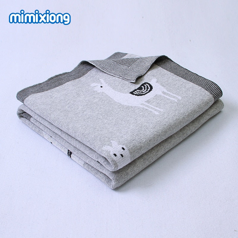 Knitted Baby Cartoon Blanket - 100x80cm Soft Swaddle, Crib & Stroller Cover