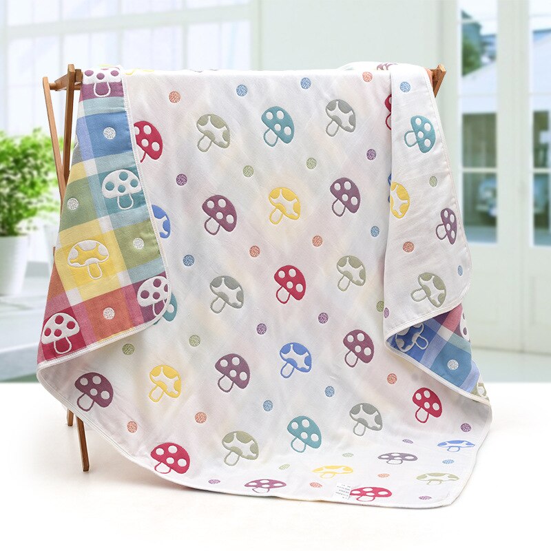 100% Cotton Muslin Baby Blanket - 110x110cm, 6-Layer Summer and Swaddle Quilt