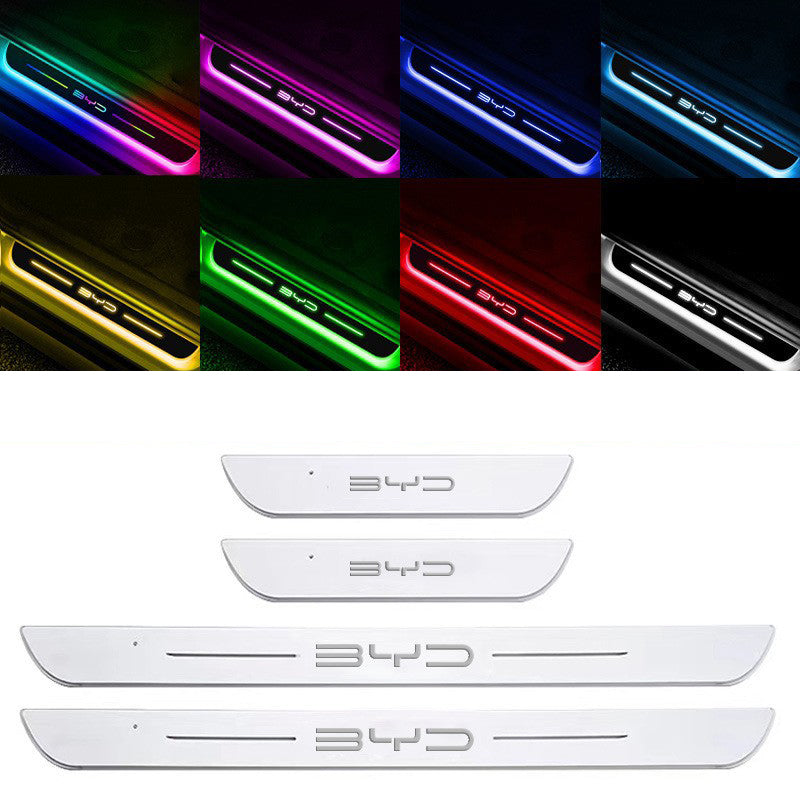 Universal LED Car Door Sill Scuff Plates - Acrylic, Illuminated Entry Pedal with Logo
