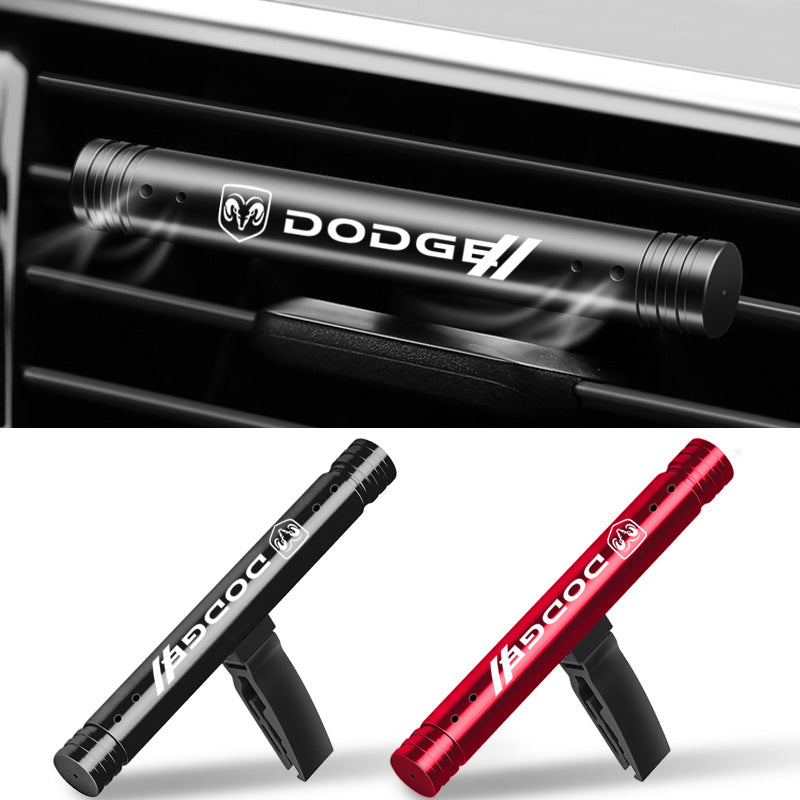 Solid Car Air Vent Perfume Aromatherapy - Metal Holder, Black/Red, Multiple Car Brand Logos