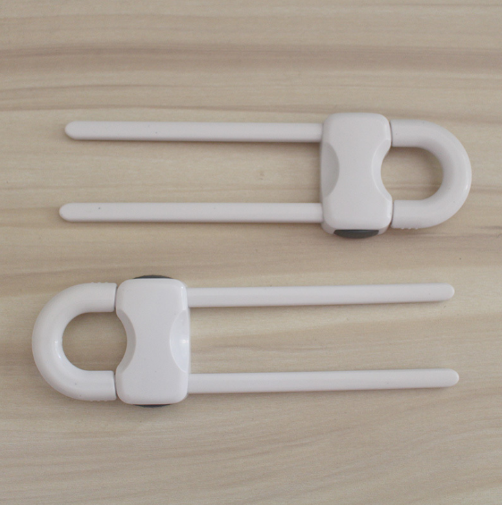 U-Shaped Cabinet Safety Lock - Baby-Proof Drawer & Door Protection, Adjustable, White