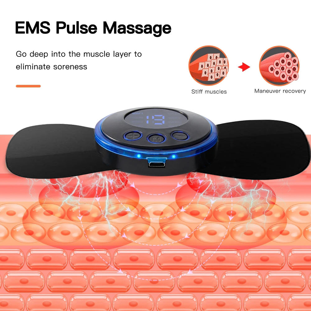 Microcurrent Neck & Body Mini Massager - Cervical Spine, Shoulder, Portable Massage Patch, Digital/Remote Control