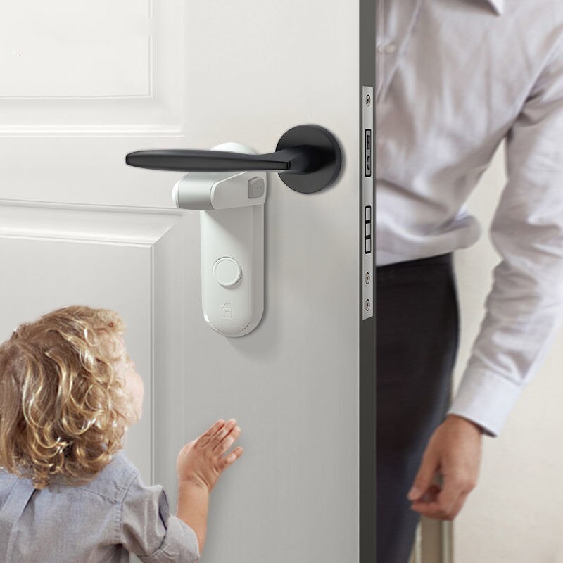 Child Safety Door Handle Lock - No-Drill Installation, For Baby & Pet Room Protection, 2 Colors