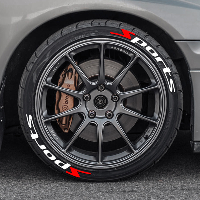 SPORTS Series 3D Tire Letter Stickers - Rubber, 33cm, 1.25in, Multiple Color Options, Adhesive