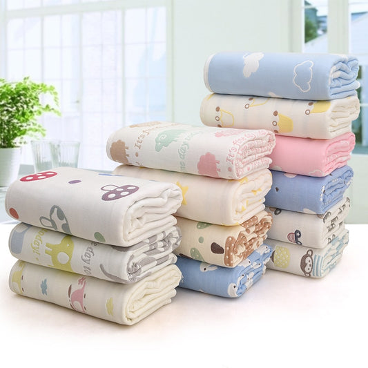 100% Cotton Muslin Baby Blanket - 110x110cm, 6-Layer Summer and Swaddle Quilt
