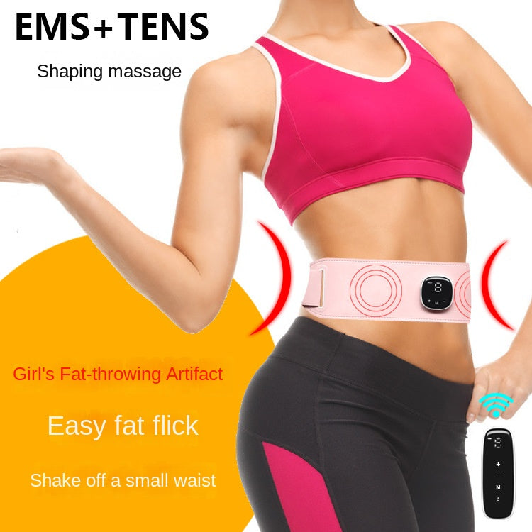 Home Waist Slimming Massage Belt - Shaping Body, USB Powered, Non-Heating, Adjustable Gear, Powder/Light Blue