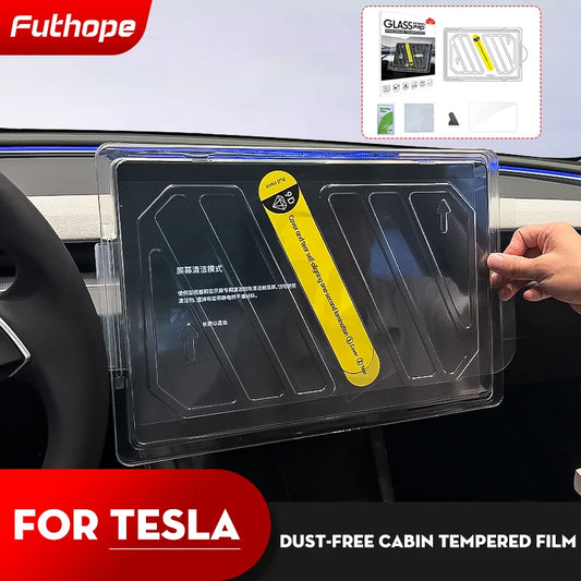 Futhope Tempered Glass Screen Protector - Tesla Model 3/Y Highland 2021–2024, Matte/HD Anti-Glare, Auto Install