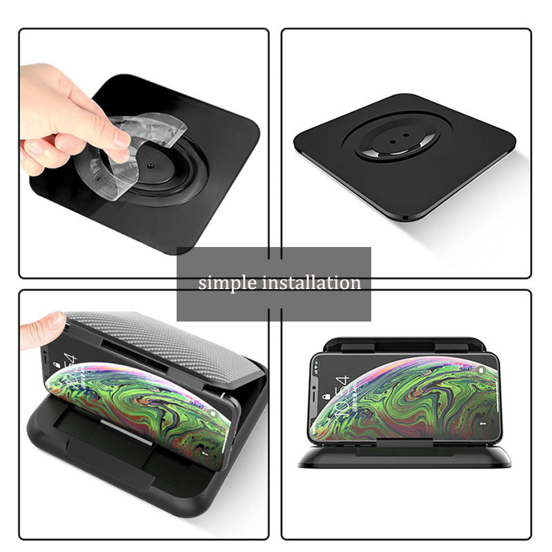 Carbon Fiber Sunshade Mobile Phone Holder - Buckle-Type, Dashboard/Panel/AR Navigation, Universal Black