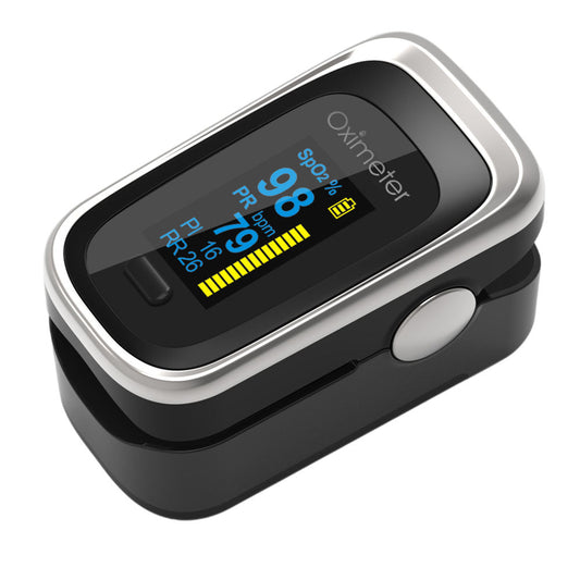 Finger Pulse Oximeter - Oxygen Saturation & Respiratory Rate Monitor, Sleep Tracking