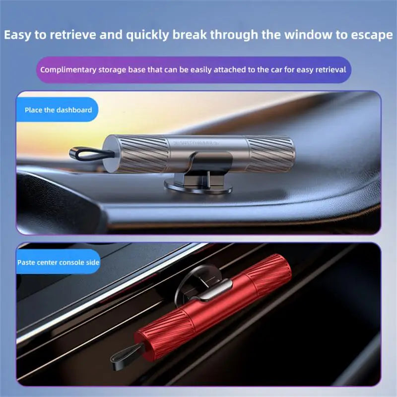 One Seco Window Breaker & Seatbelt Cutter - Emergency Car Escape Tool, Aluminum Alloy, Red/Black