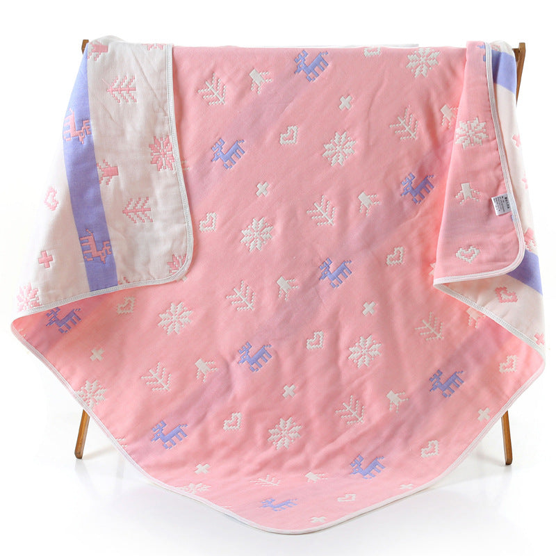 100% Cotton Muslin Baby Blanket - 110x110cm, 6-Layer Summer and Swaddle Quilt