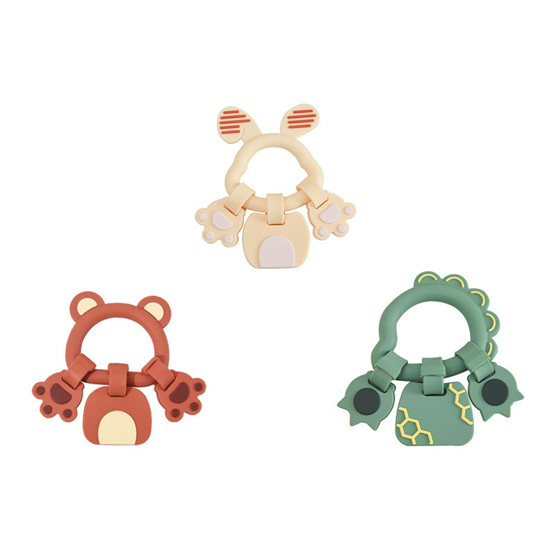 Baby Teething Glove & Silicone Rattle - Soothing Hand Ring & Bite Toy, Multiple Styles