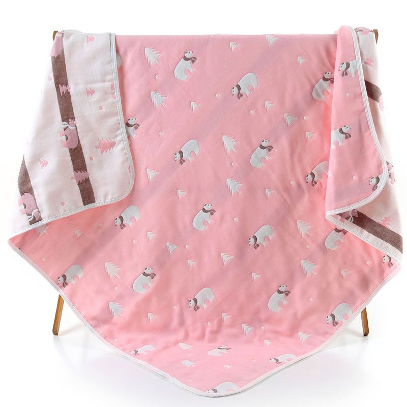100% Cotton Muslin Baby Blanket - 110x110cm, 6-Layer Summer and Swaddle Quilt