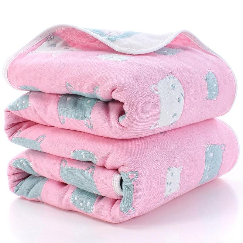 100% Cotton Muslin Baby Blanket - 110x110cm, 6-Layer Summer and Swaddle Quilt